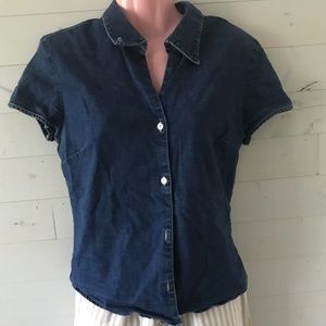 Gap Jean Short-Sleeve Shirt Women Medium